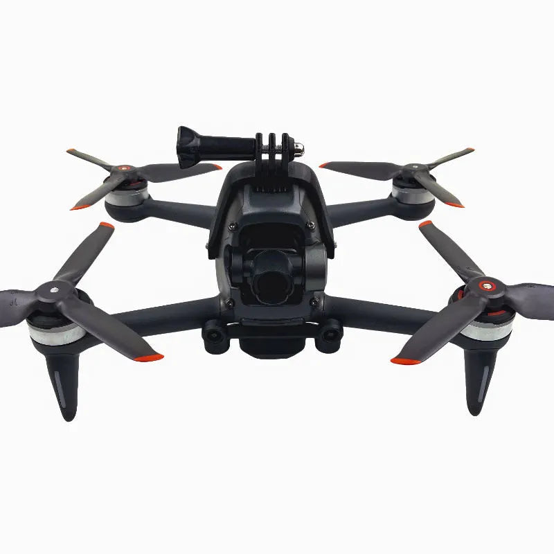 3D printed hard plastic drone expansion bracket for mounting GoPro cameras on top.