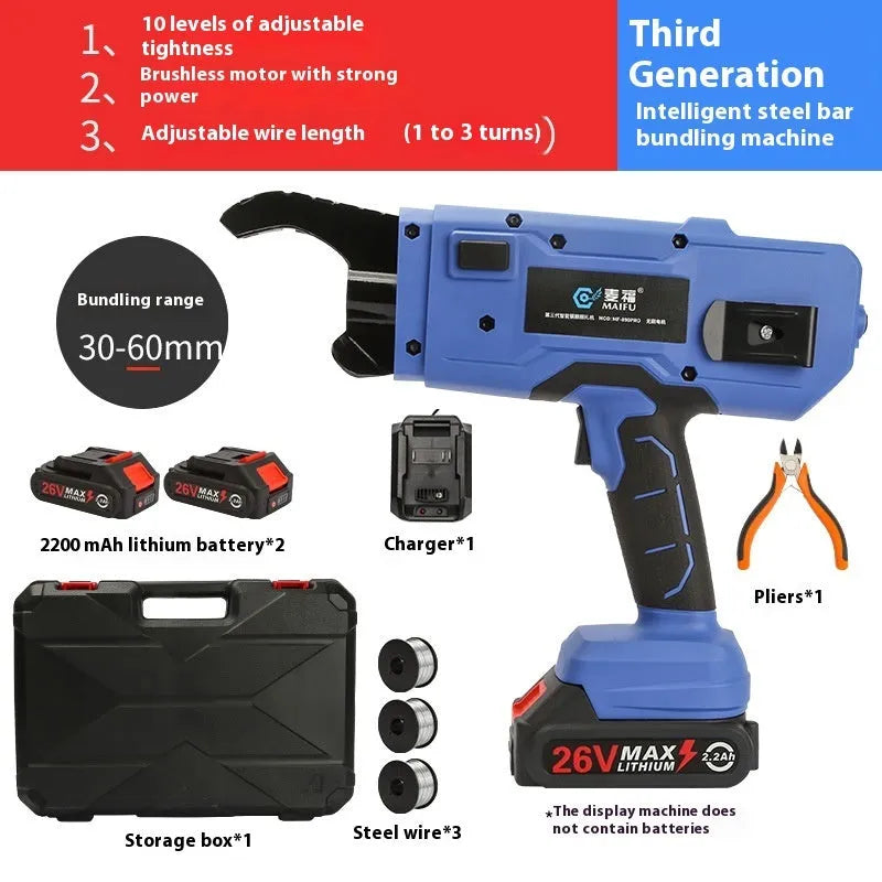 Electric steel bar tying machine for automatic rebar tying on construction sites