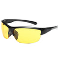 Men's windproof cycling sunglasses with a semi-frameless frame in a Bright Black colour option.