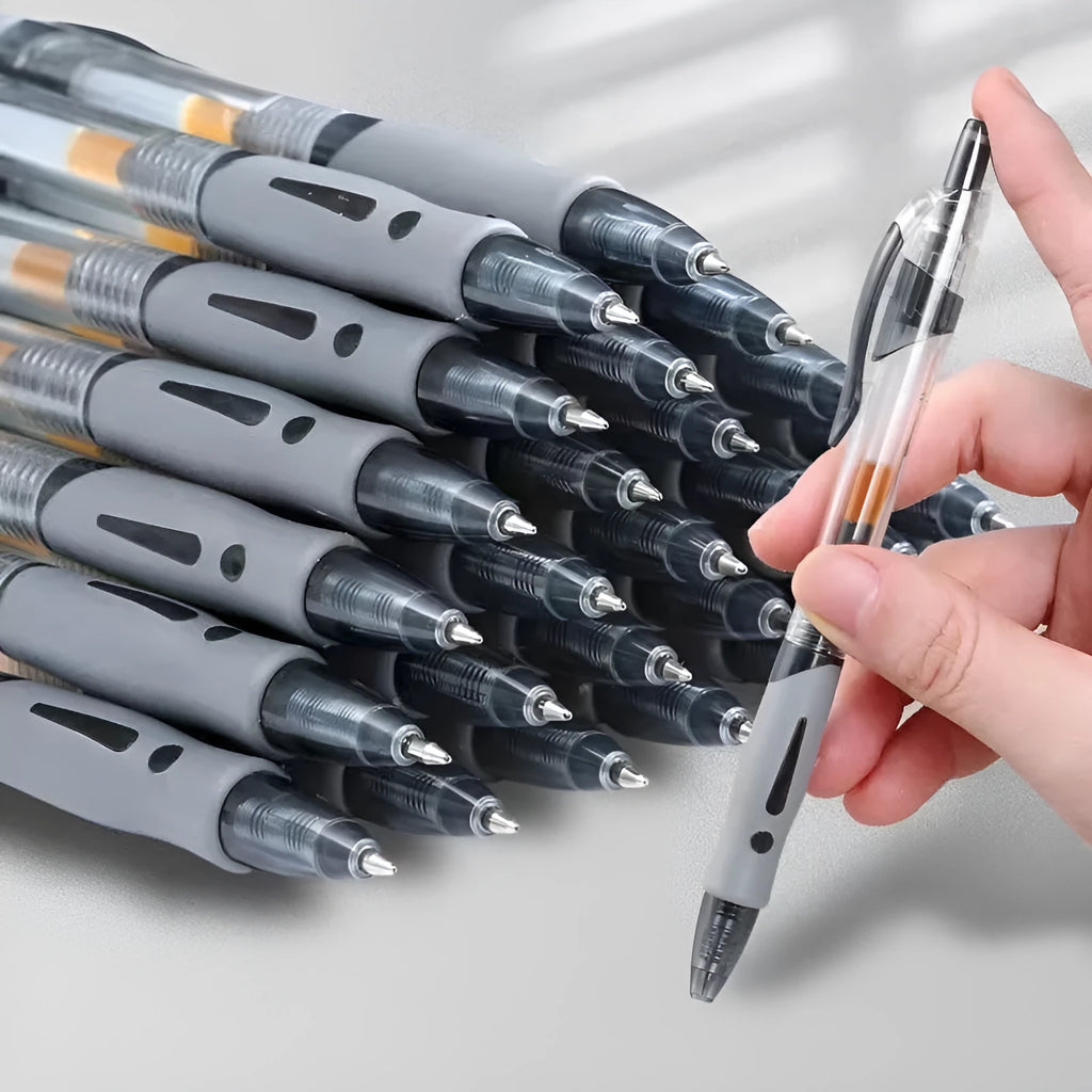 A black, blue, and red 0.5mm fine tip gel pen for writing and note-taking.