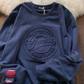 Cotton pullover sweater with scale concave-convex print in loose fit