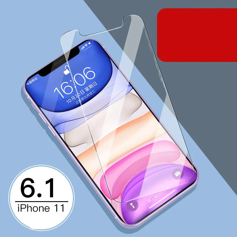 Tempered glass screen and rear protector for Apple iPhone models.