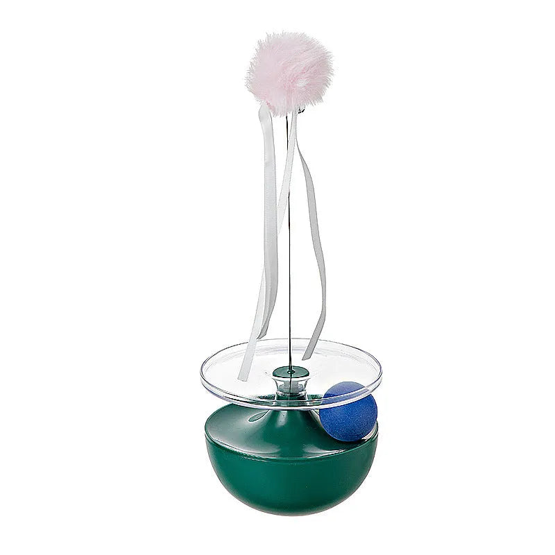 Self-congratulating stick tumbler cat toy in white HIPS+PC plastic on floor
