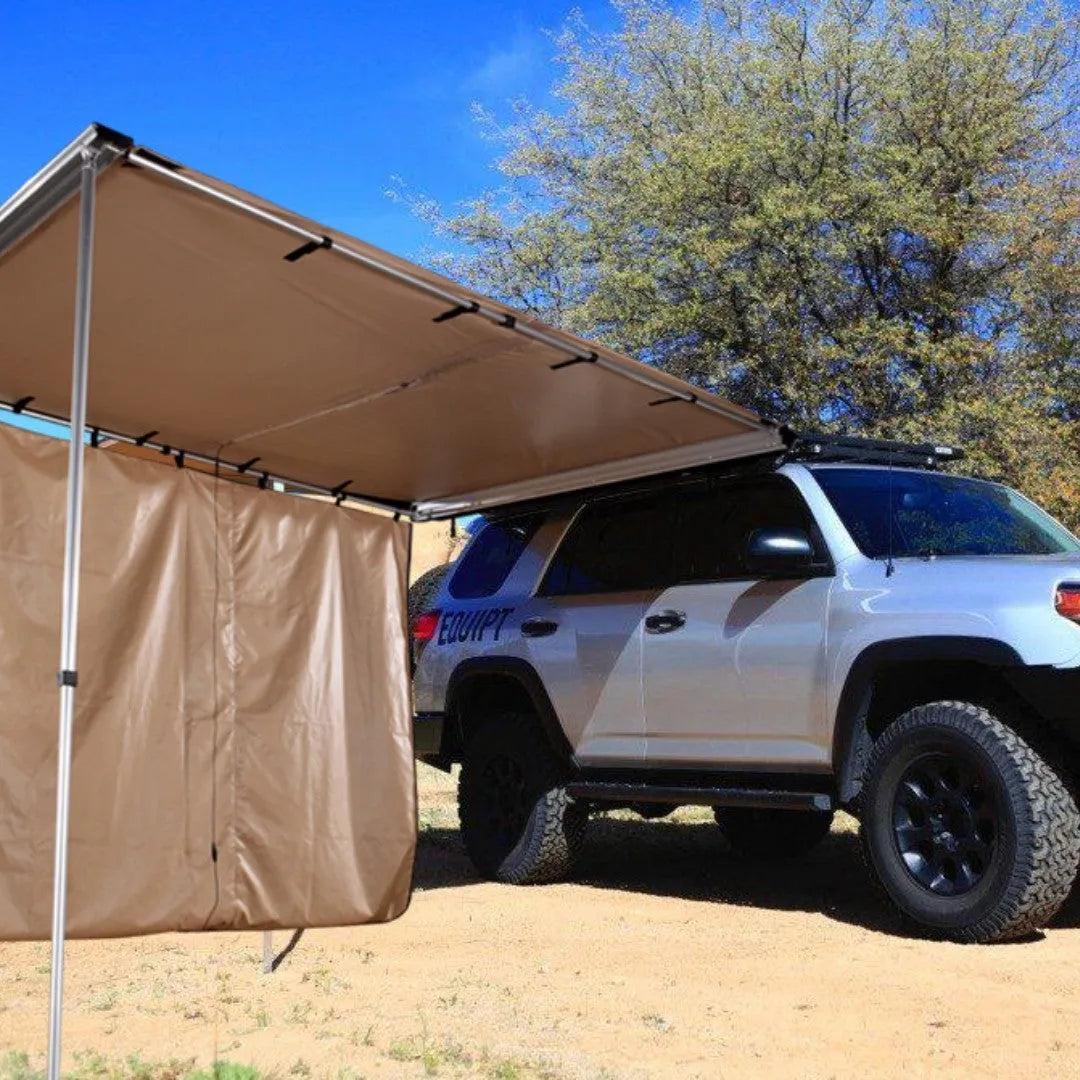 Black glue waterproof camping tent with aluminium poles set up outdoors showing two-bedroom interior