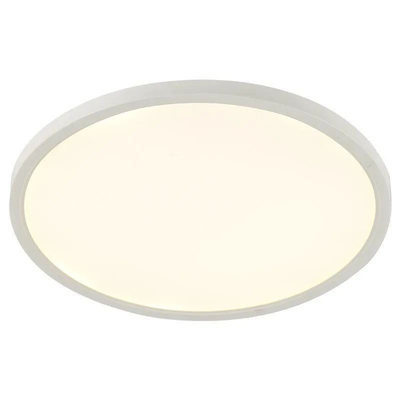 Round flat LED ceiling light 24W with RGB backlight in white frame on a bedroom ceiling