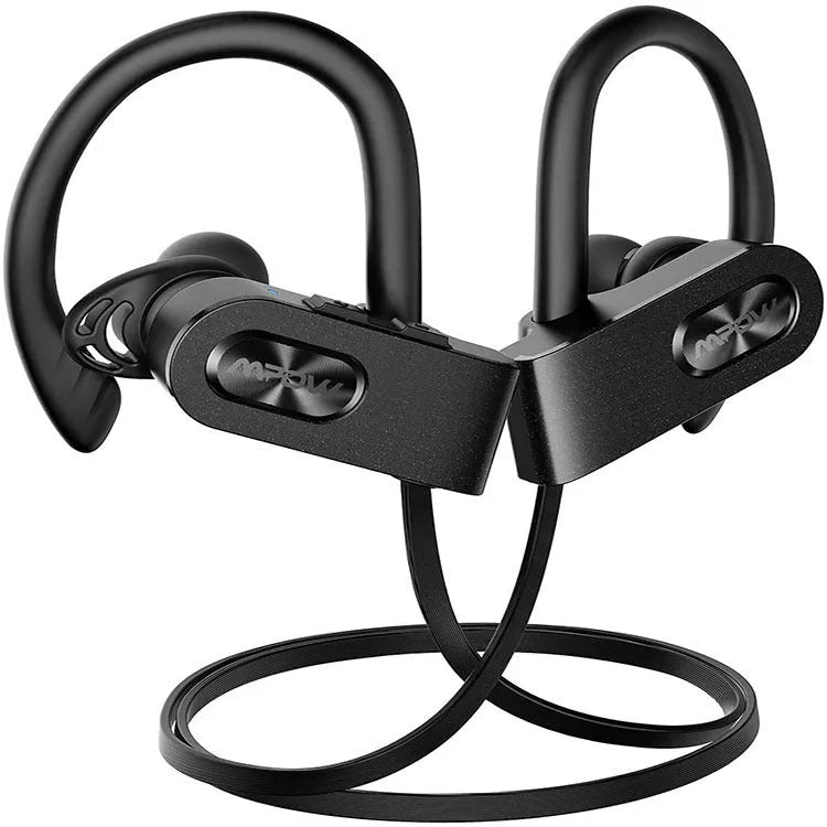 Flame2 hanging ear Bluetooth headset in black colour with bilateral earpieces