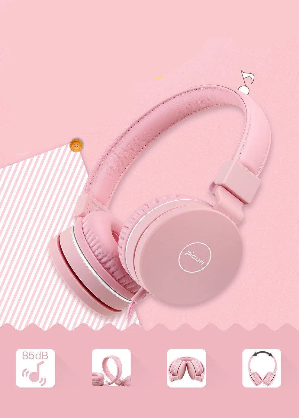 Bengoo C30 wired over-ear headphones with microphone in mint green, showing protein ear cushions and braided cable.