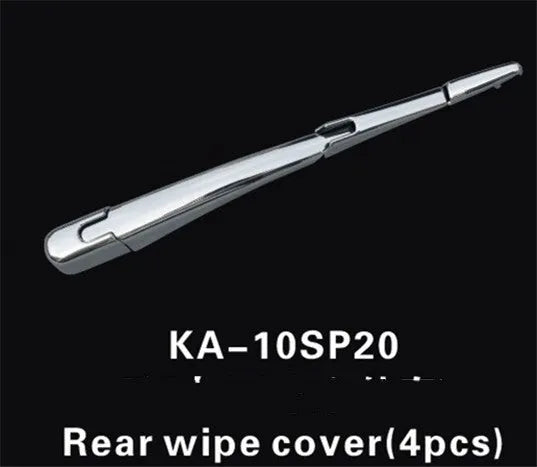 Set of four silvery ABS plastic rear window wiper cover trims for 2010 Hyundai models.