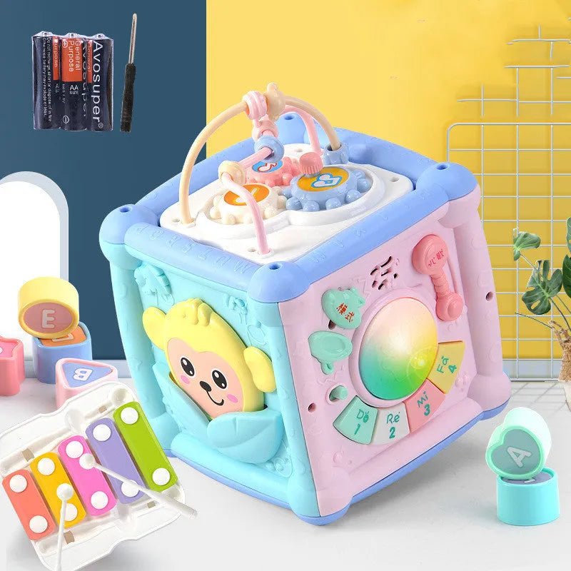 Building blocks cube drum baby early education toy with music and sound 15.5cm plastic toddlers