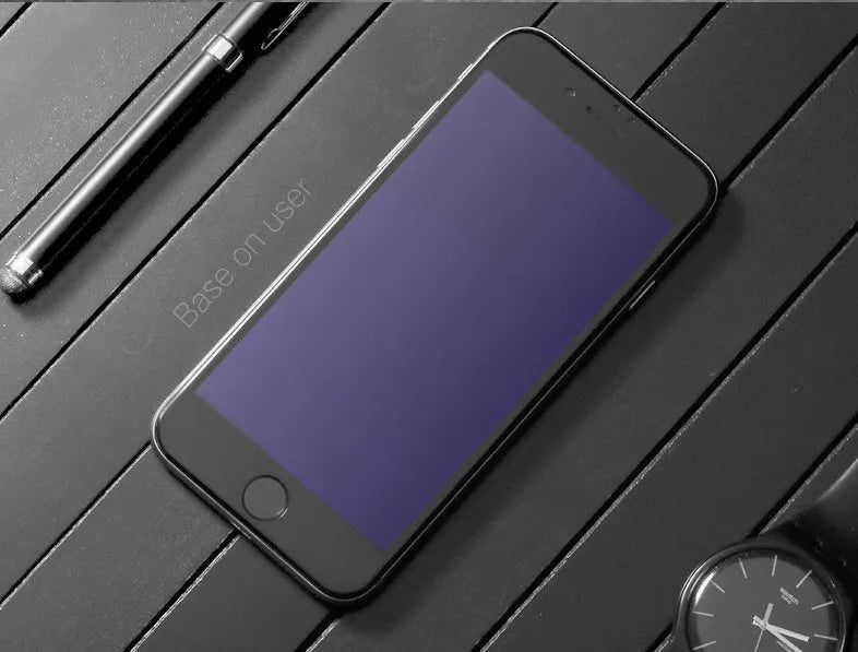 iPhone tempered glass screen protector with anti-blue light and full 3D curved edge coverage