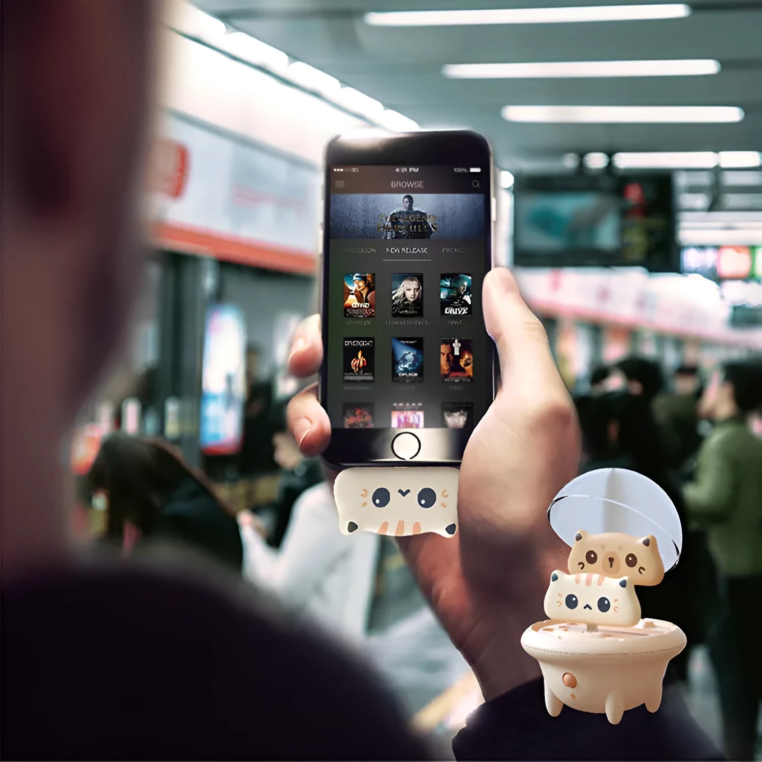 Cartoon fast charging power bank for iPhone in bear or cat design with plastic case
