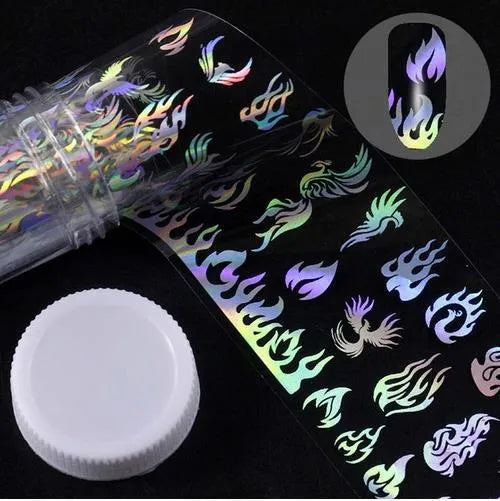 Roll of starry nail sticker paper, 1 metre long and 4 cm wide, with foil star patterns for nail art