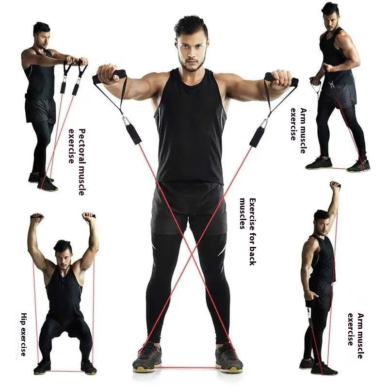 Multi-functional door sports pulling rope set with ABS hooks and rope for home fitness resistance training.