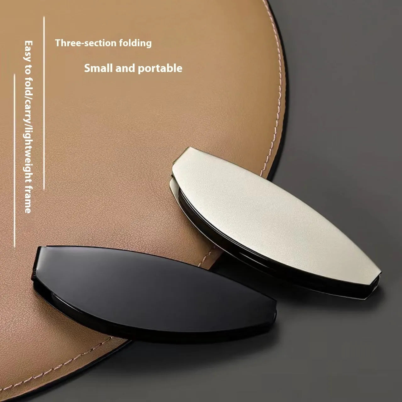 Folding presbyopic glasses in black retro frame showing folded and open positions