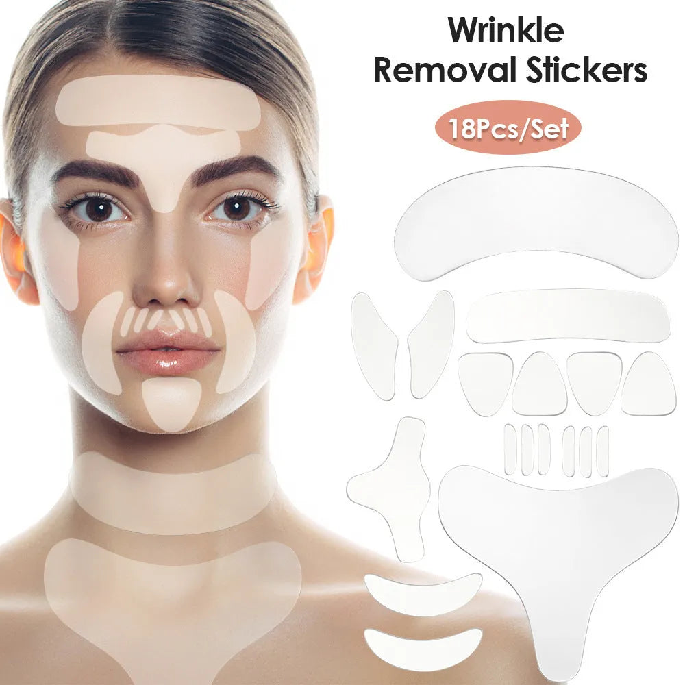 18 pack transparent skin rejuvenation beauty patches for facial care, reusable stickers for face neck and chest