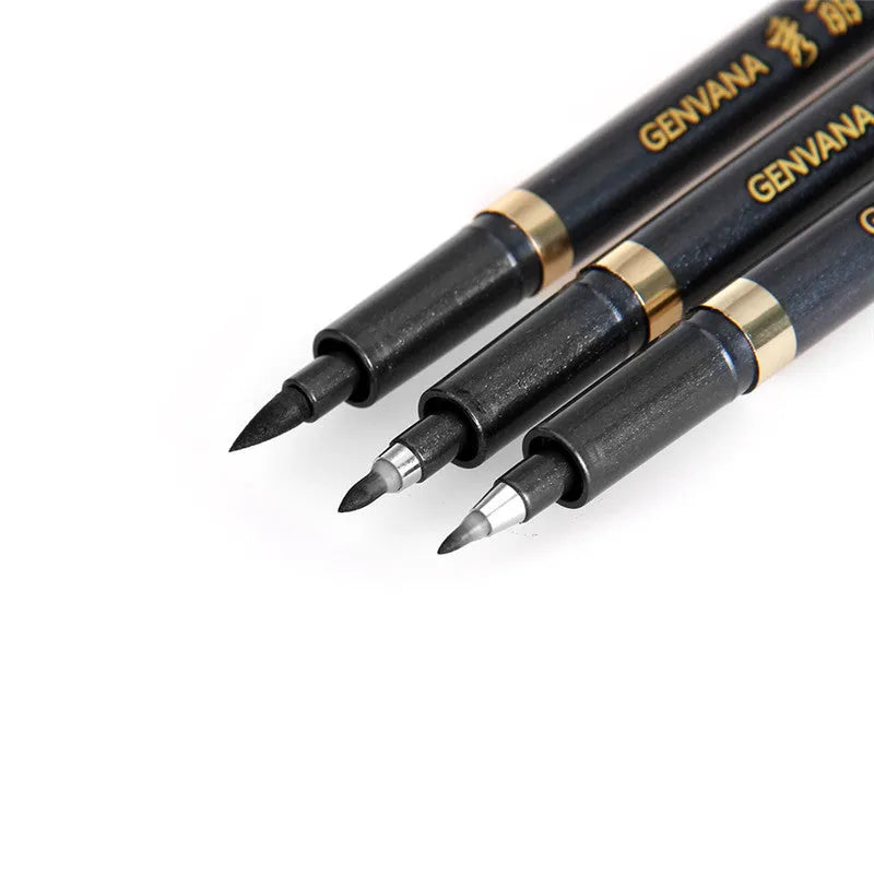 Black signature calligraphy pen G-0939 with fine point tip and 140mm length on white surface