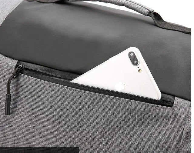 Large-capacity waterproof duffel bag for men, polyester, 36-55L, cylinder shape, light grey colour