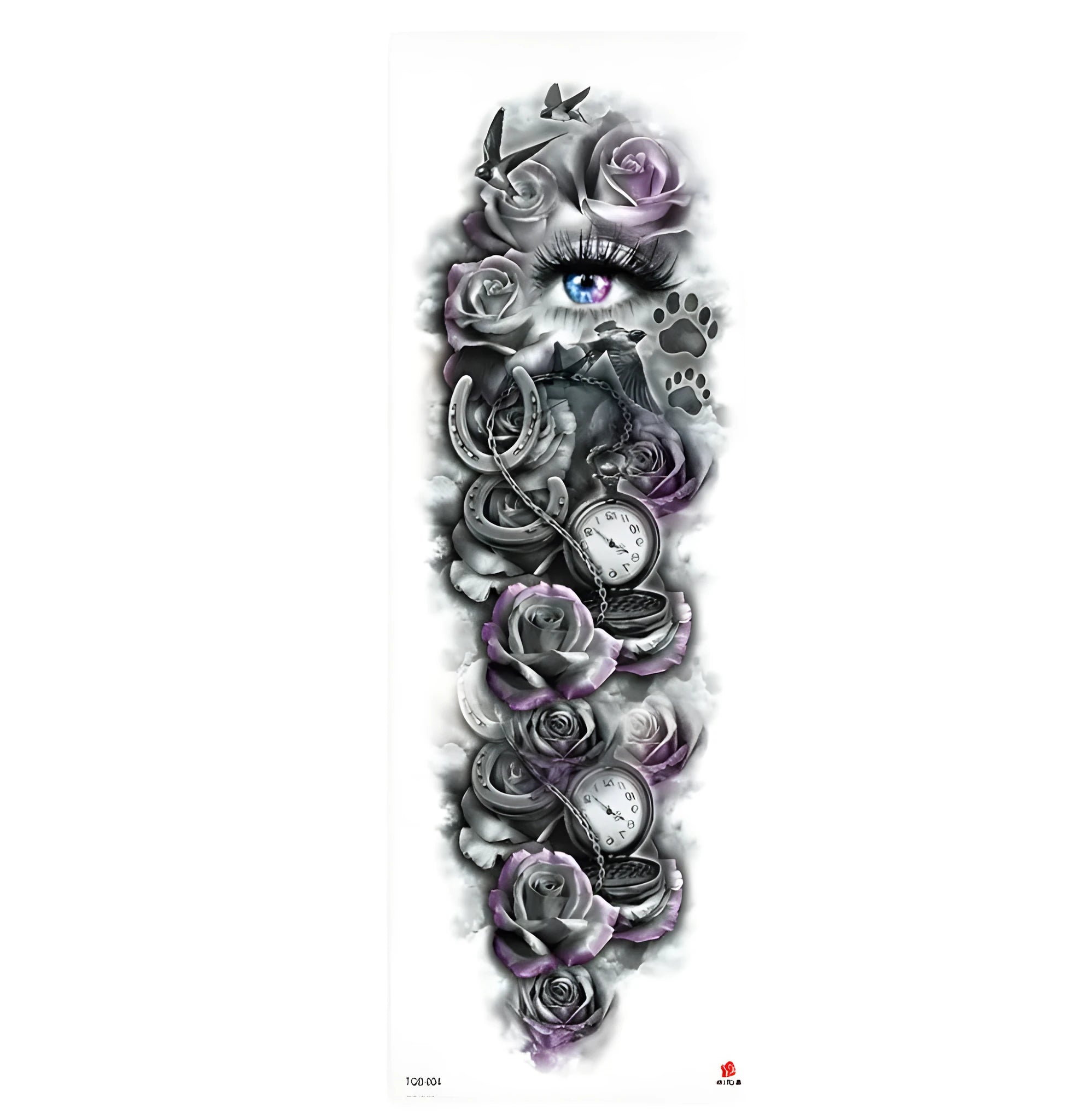 Full arm waterproof tattoo sticker 480x170mm with transfer process semi-manual production