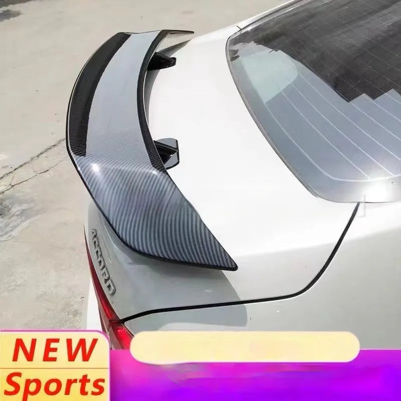 Universal punch-free car spoiler in ABS plastic shown in bright black finish.