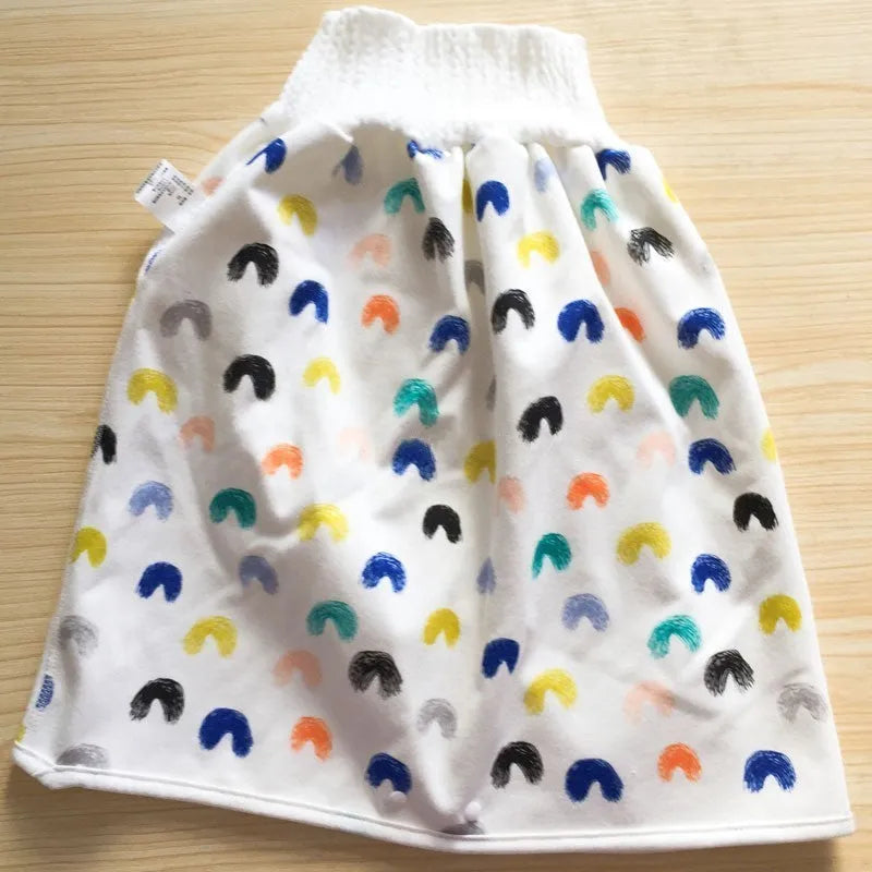 Pure cotton baby diaper skirt in dinosaur print, small size 0-4 years, with button fastening