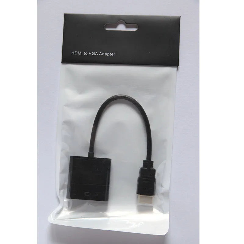 HDMI to VGA converter adapter with 0.3 metre black cable connecting to set-top box