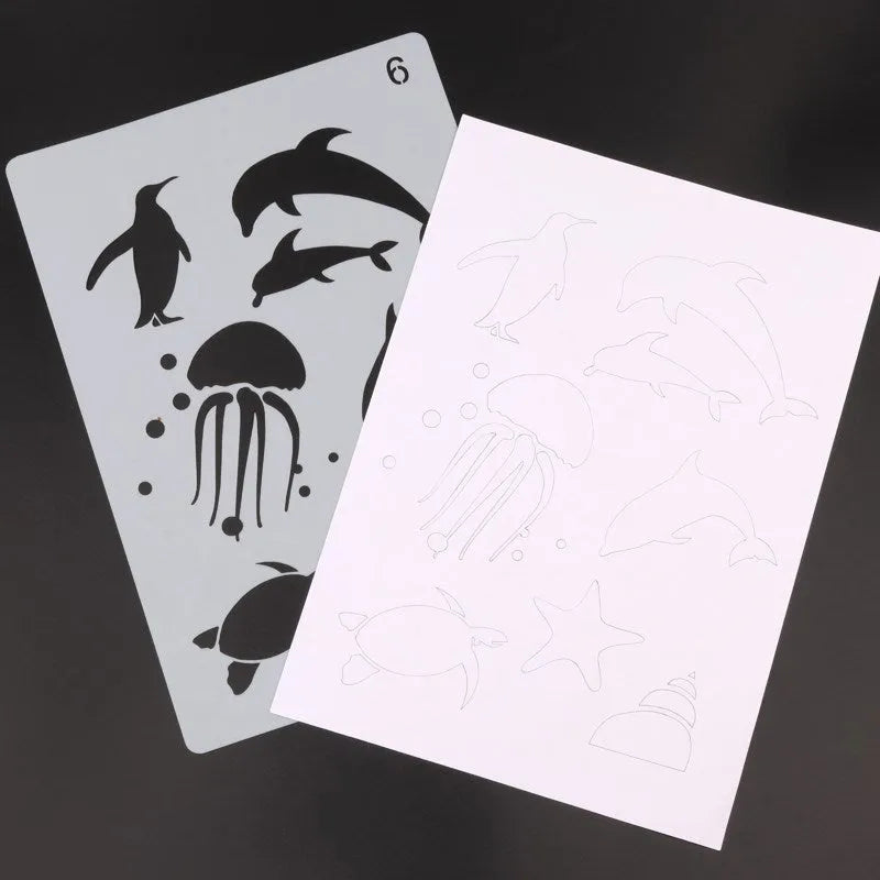 White plastic drawing stencil kit with reusable templates for art and craft designs
