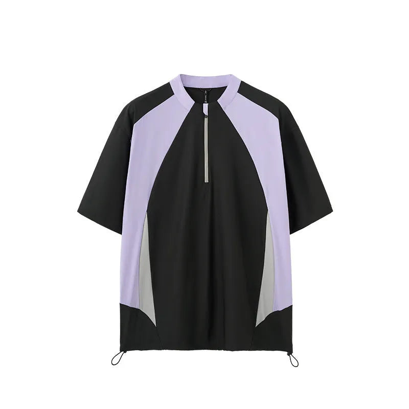 Man wearing a solid beige lightweight long sleeve polyester casual top