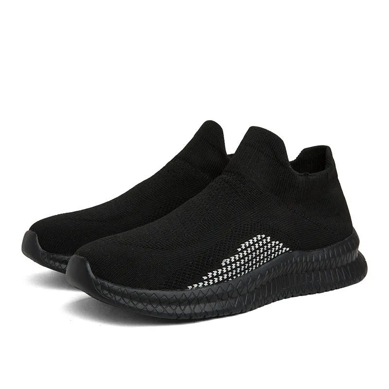 Popcorn Flyknit low-top fabric casual sneaker in solid black, blue, or white with a round toe.