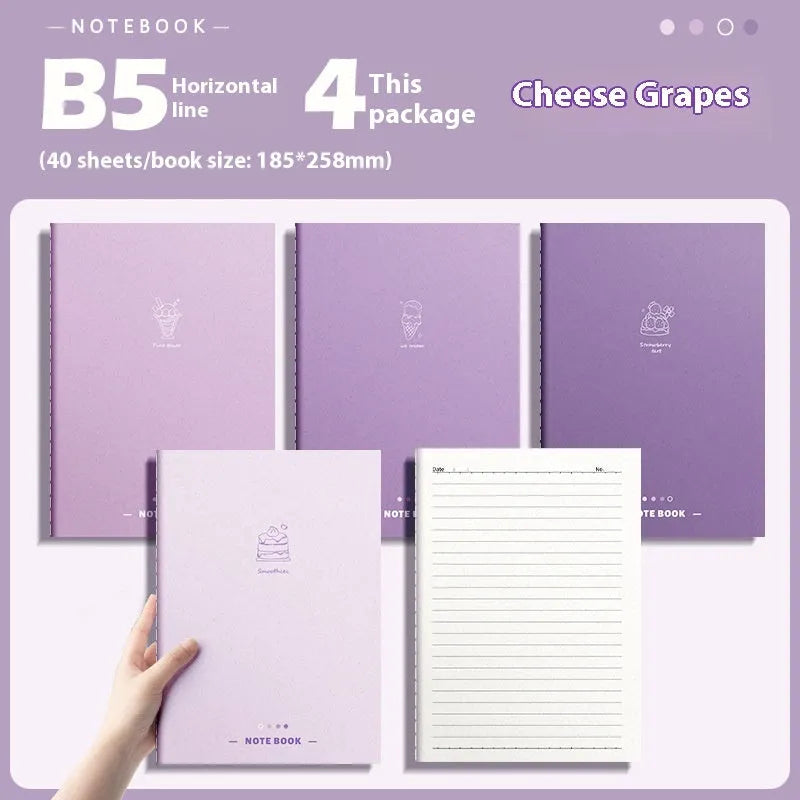 Pack of four gradient colour creative trend notebooks with 60 sheets of 75g wood-free paper each