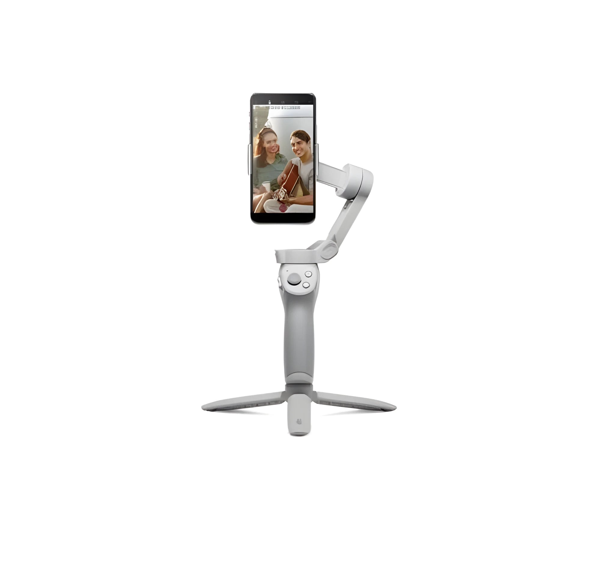 Magnetic smartphone PTZ gimbal stabiliser with battery compartment visible