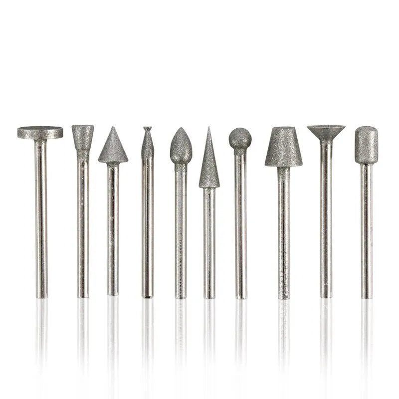 Alloy diamond grinding head set with 3mm shank for glass and stone work