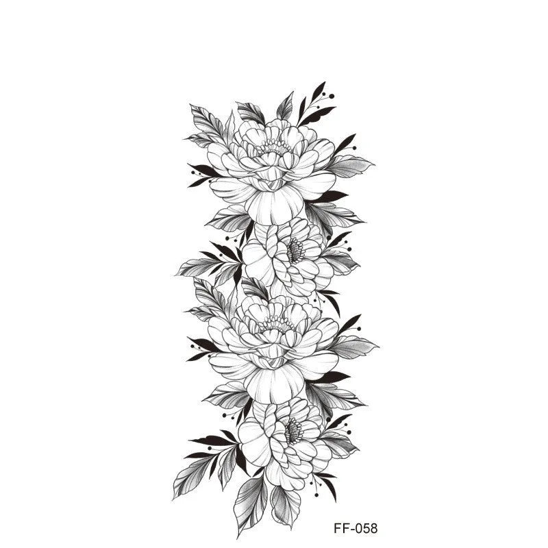 Plain flower tattoo sticker with geometry pattern using water transfer printing in multiple style options