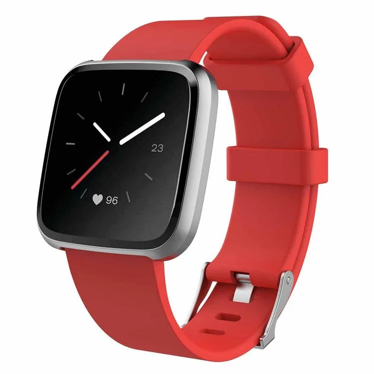 Fitbit Versa Lite replacement wrist strap in large size, showing TPE material and multiple colour options.