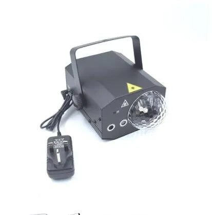 LED laser magic fan stage lighting equipment with compact black housing measuring 190mm
