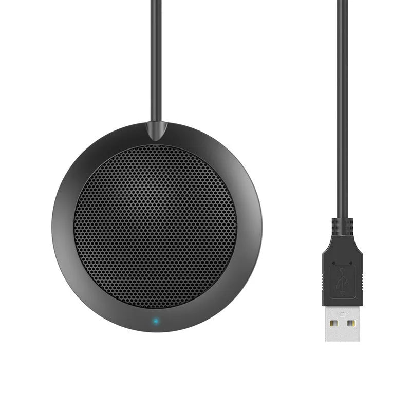 Black USB omnidirectional microphone with zinc alloy shell and metal mesh cover