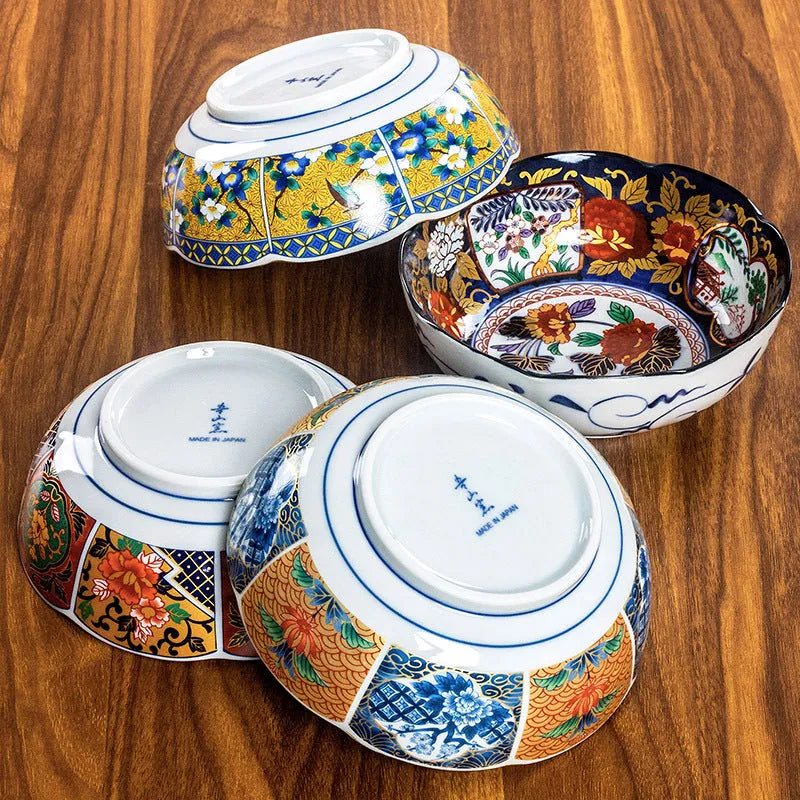 Retro domestic dyed peony Japanese style porcelain 4-inch bowl with underglaze decoration