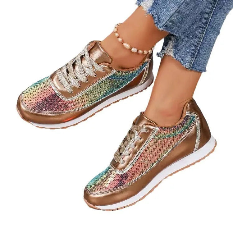 Women's black thick-soled casual sneaker with square toe and PU leather upper.