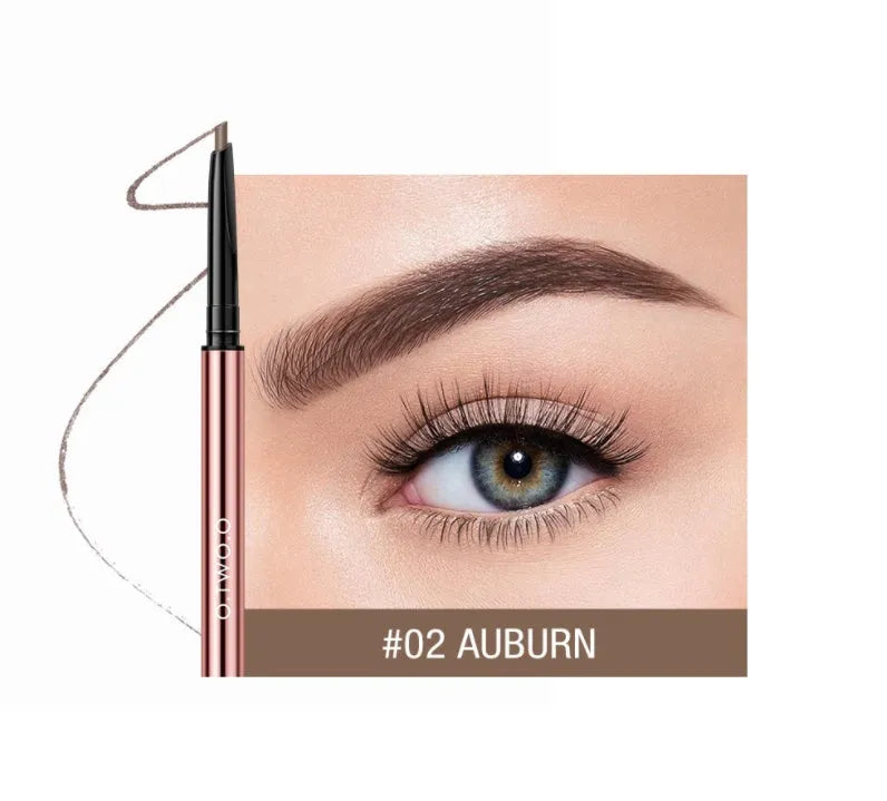 Eyebrow pencil set showing six colour options in colour box packaging.