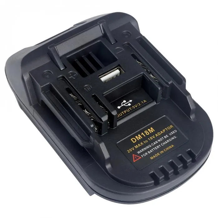 Black Milwaukee DM18M to Makita H99F battery adaptor converter for power tools