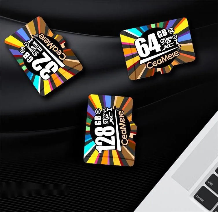 Class 10 memory card for smartphones, tablets, and dash cams, available in 8 GB to 256 GB capacities.
