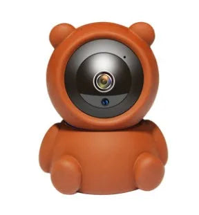 White wireless indoor security camera with 1080P HD resolution, automatic tracking, and infrared night vision.