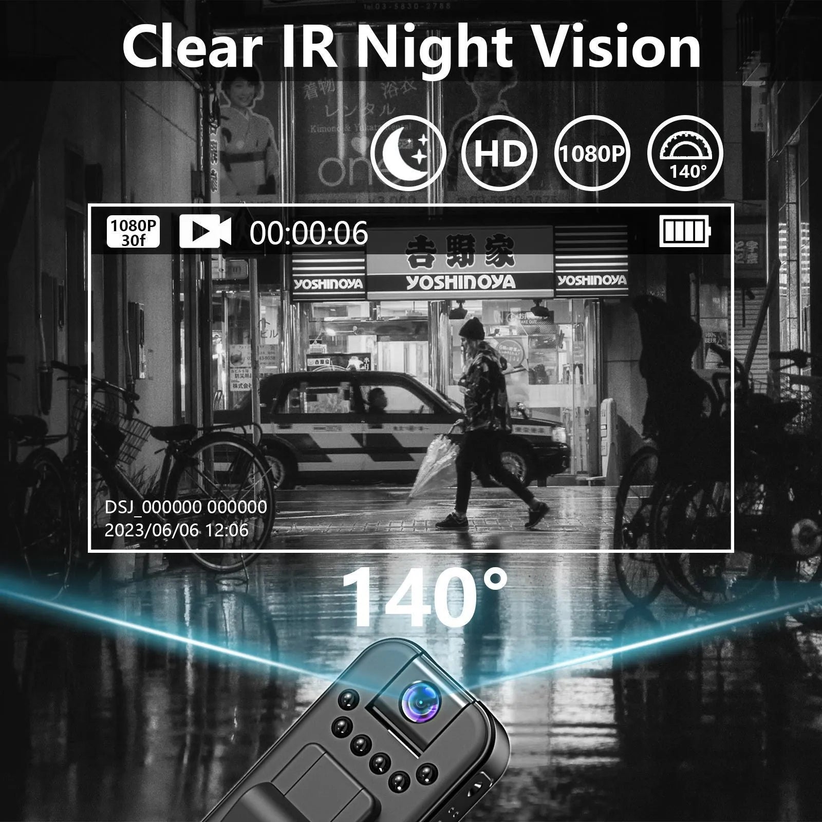L7 home security camera with WiFi, HD recording and infrared night vision capability