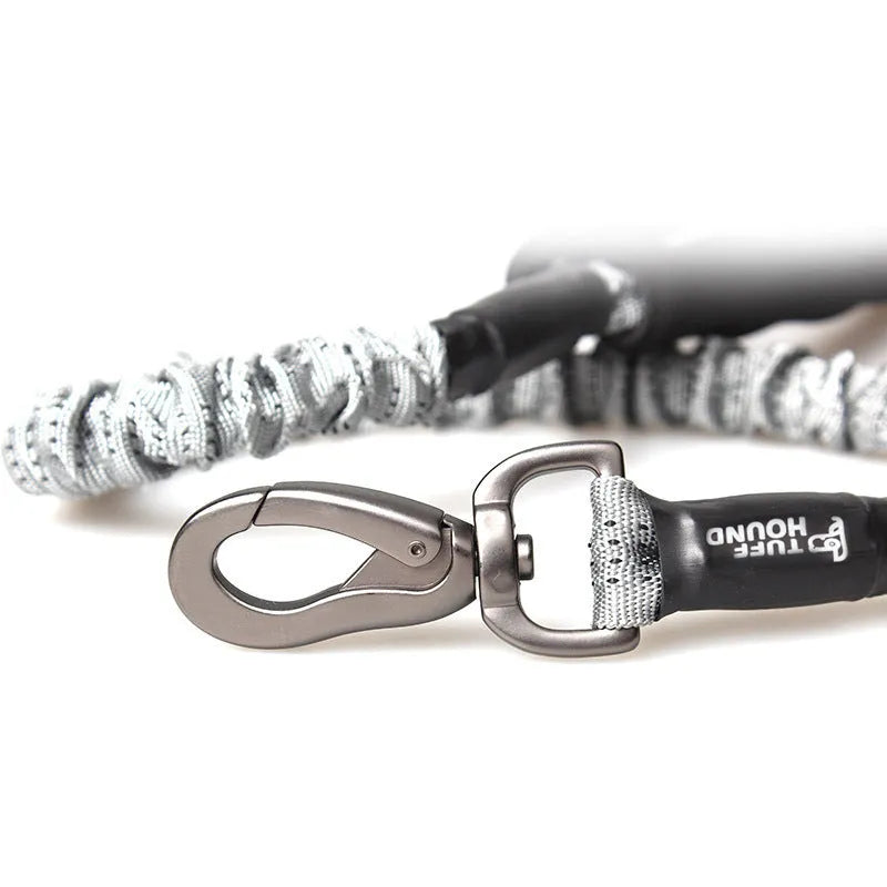Gray nylon dog leash with chest strap for large medium small dogs, 75cm to 150cm stretchable