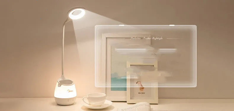 Rechargeable table lamp with touch switch and USB port in green, pink, or white colour