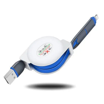 3 in 1 telescopic charging cable with TPE cable and titanium alloy connectors in multiple colours