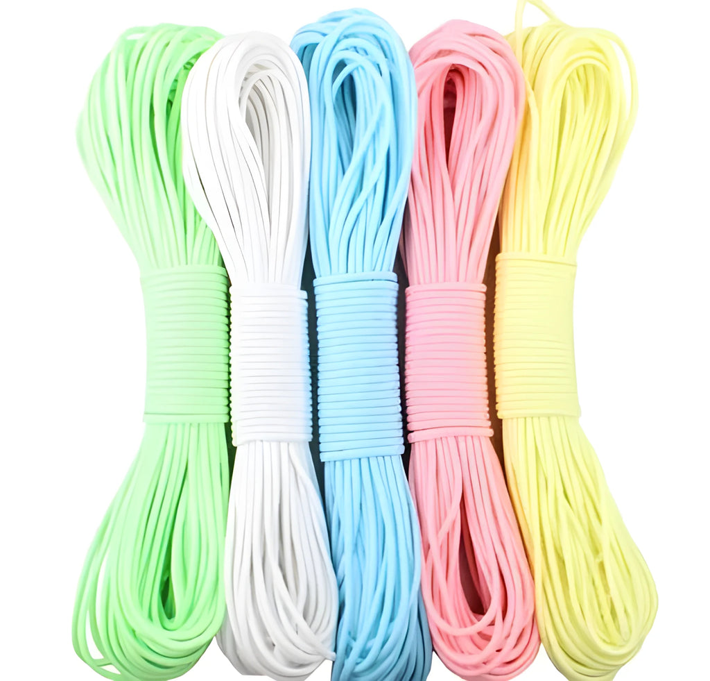 Luminous 9-core paracord rope glow in the dark camping outdoor safety 7.5m 5mm 550lb blue