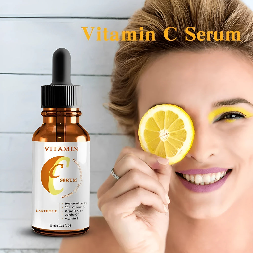 10ml bottle of Vitamin C hyaluronic acid facial serum for anti-aging and moisturising
