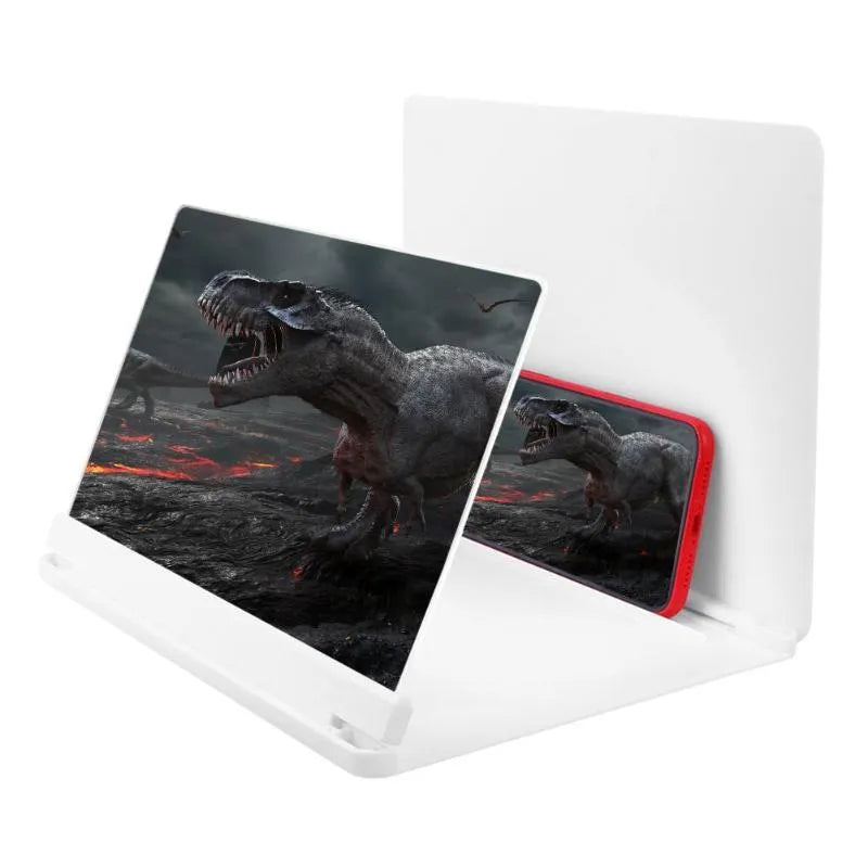 9 inch phone screen amplifier with plexiglass lens, fiberboard frame and phone holder in white or black