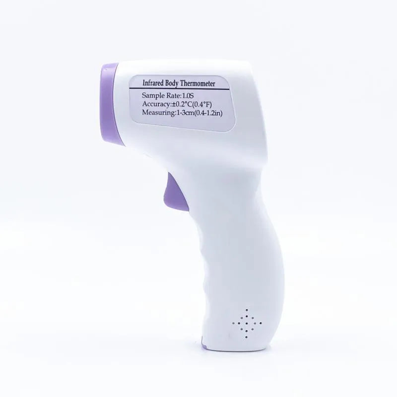 White digital non-contact thermometer with infrared sensor and display
