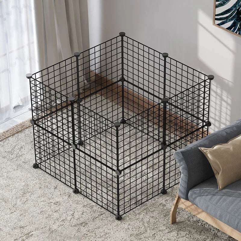 Small dog indoor isolation fence cage with 11 pieces and door, white colour